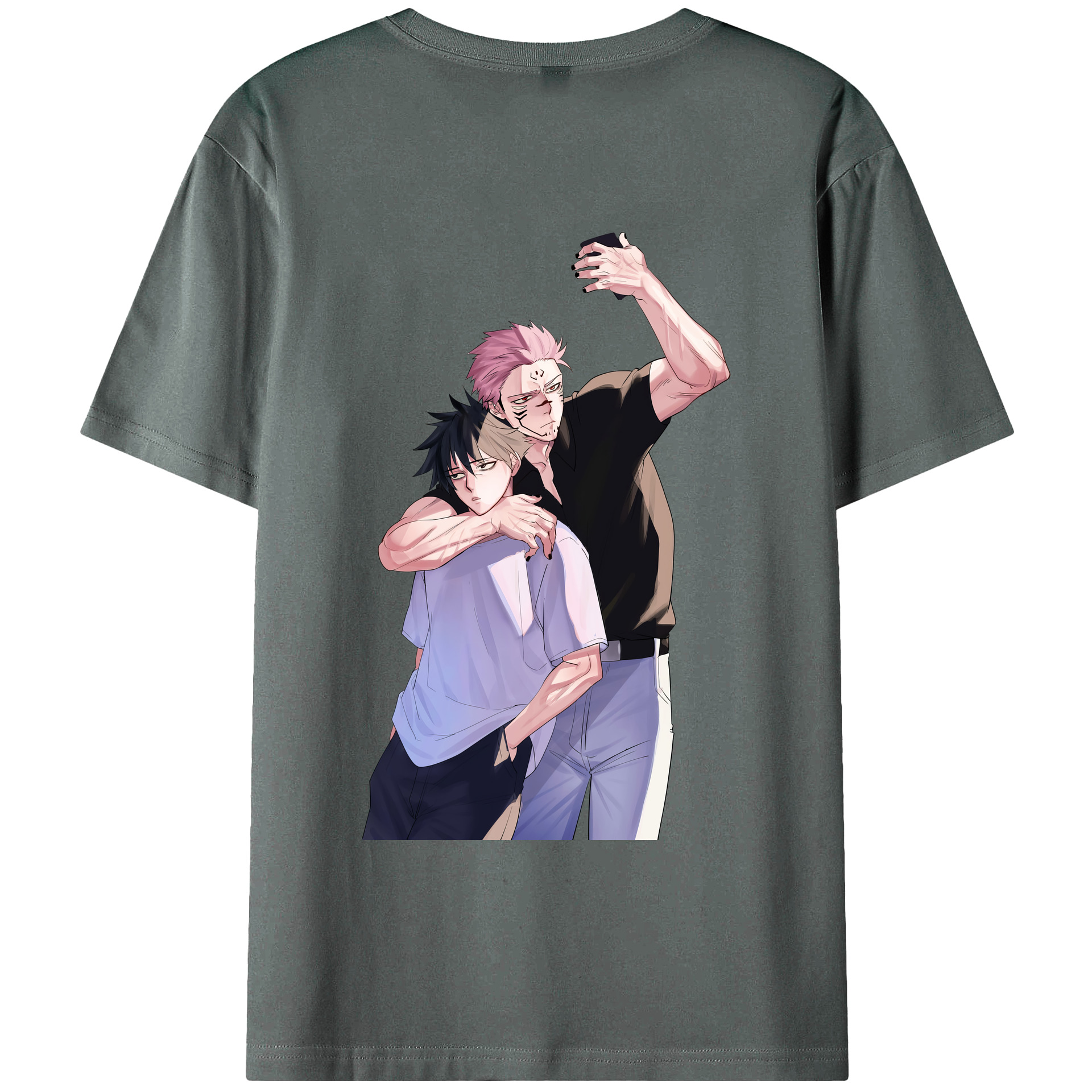 （画像用） 呪術廻戦 Jujutsu Kaisen 綿100％ メンズ半袖Tシャツ（バックプリント） 通気性